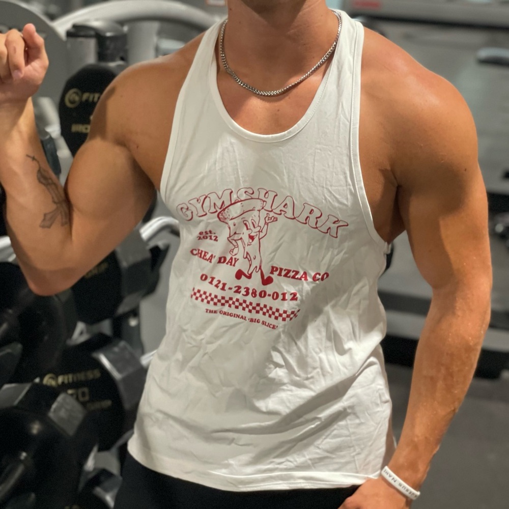 GYMSHARK TANK TOP SHIRT PIZZA COMPANY CHEAT DAY 2012 THE ORIGINAL BIG SLICE JOCK - Picture 4 of 16